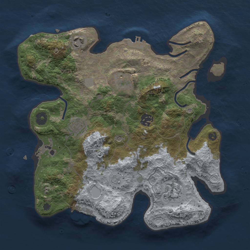 Rust Map: Procedural Map, Size: 3000, Seed: 159344680, 12 Monuments