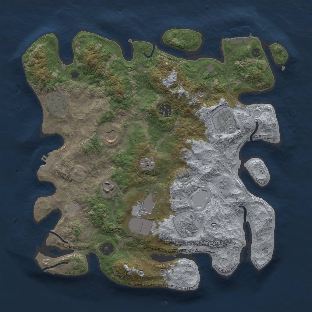 Rust Map: Procedural Map, Size: 3600, Seed: 929873186, 17 Monuments