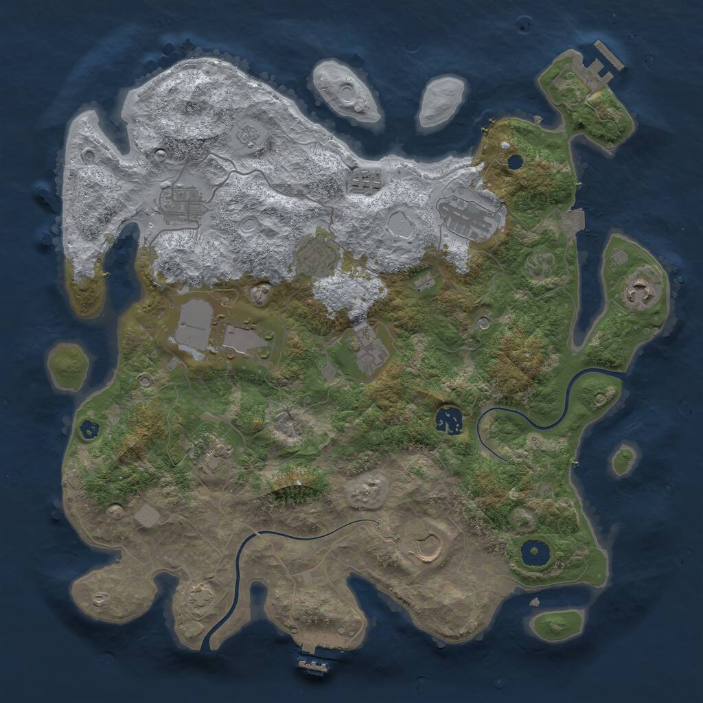 Rust Map: Procedural Map, Size: 3750, Seed: 1515644672, 16 Monuments