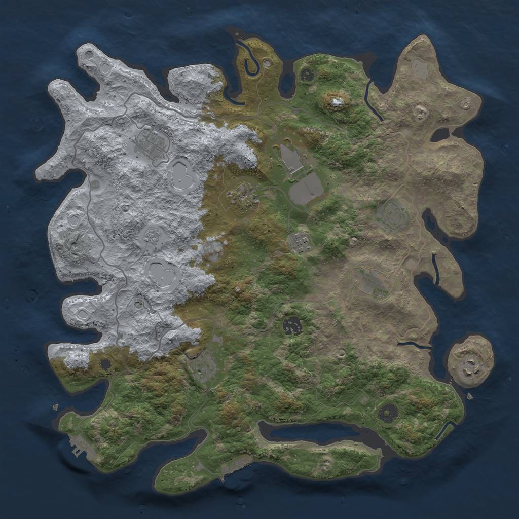 Rust Map: Procedural Map, Size: 4000, Seed: 20020121, 18 Monuments