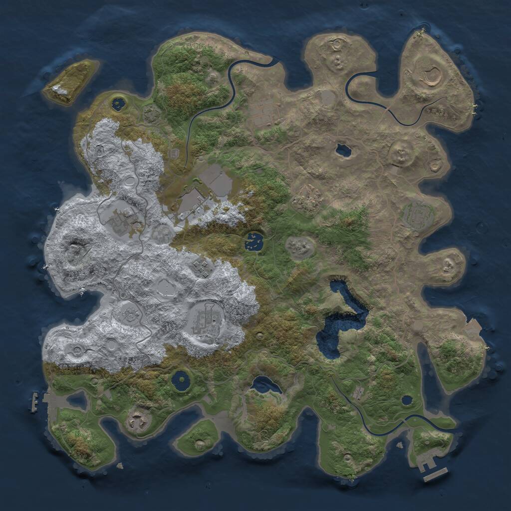 Rust Map: Procedural Map, Size: 4050, Seed: 1246573634, 16 Monuments