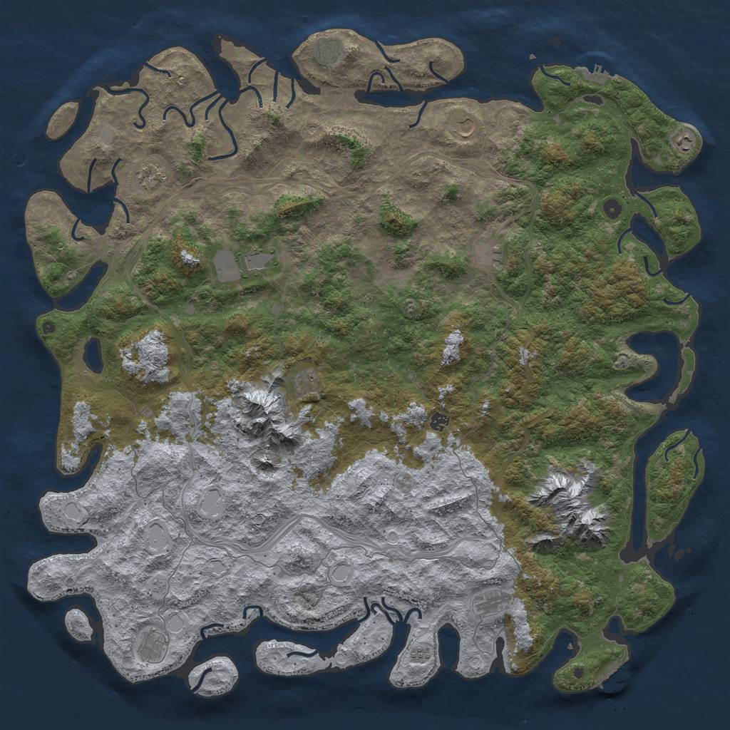Rust Map: Procedural Map, Size: 6000, Seed: 1356218880, 20 Monuments