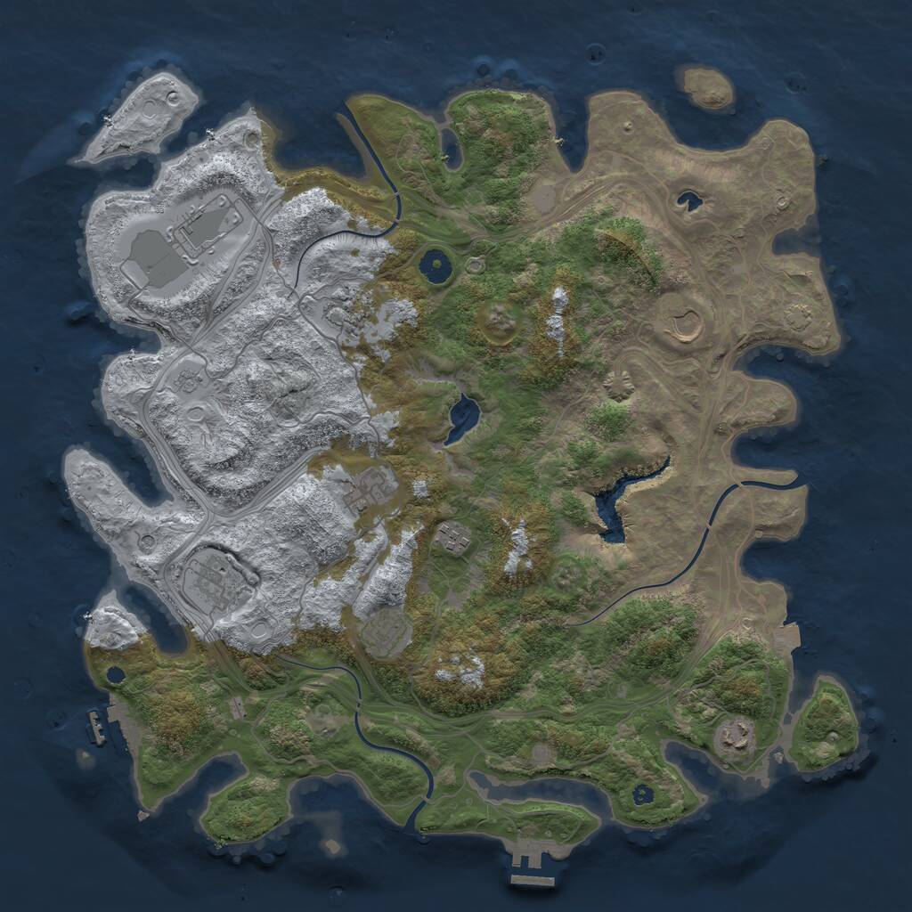 Rust Map: Procedural Map, Size: 4250, Seed: 797741446, 14 Monuments