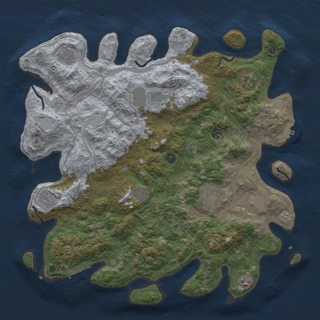 Rust Map: Procedural Map, Size: 4500, Seed: 722100455, 19 Monuments