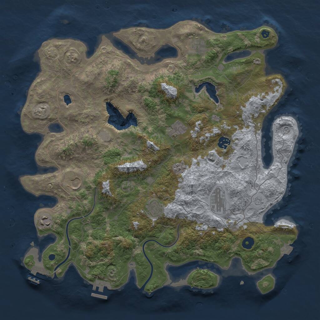 Rust Map: Procedural Map, Size: 4000, Seed: 2045277017, 14 Monuments