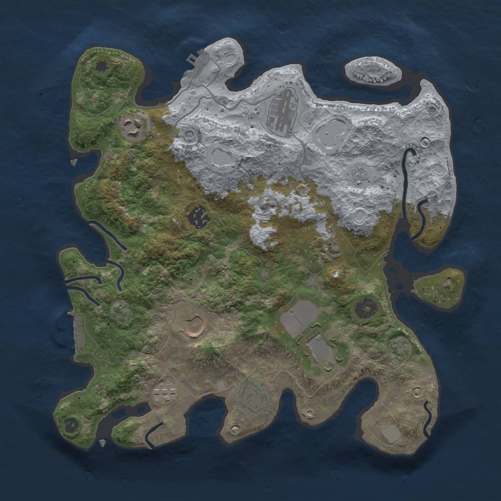 Rust Map: Procedural Map, Size: 3500, Seed: 2140759324, 16 Monuments