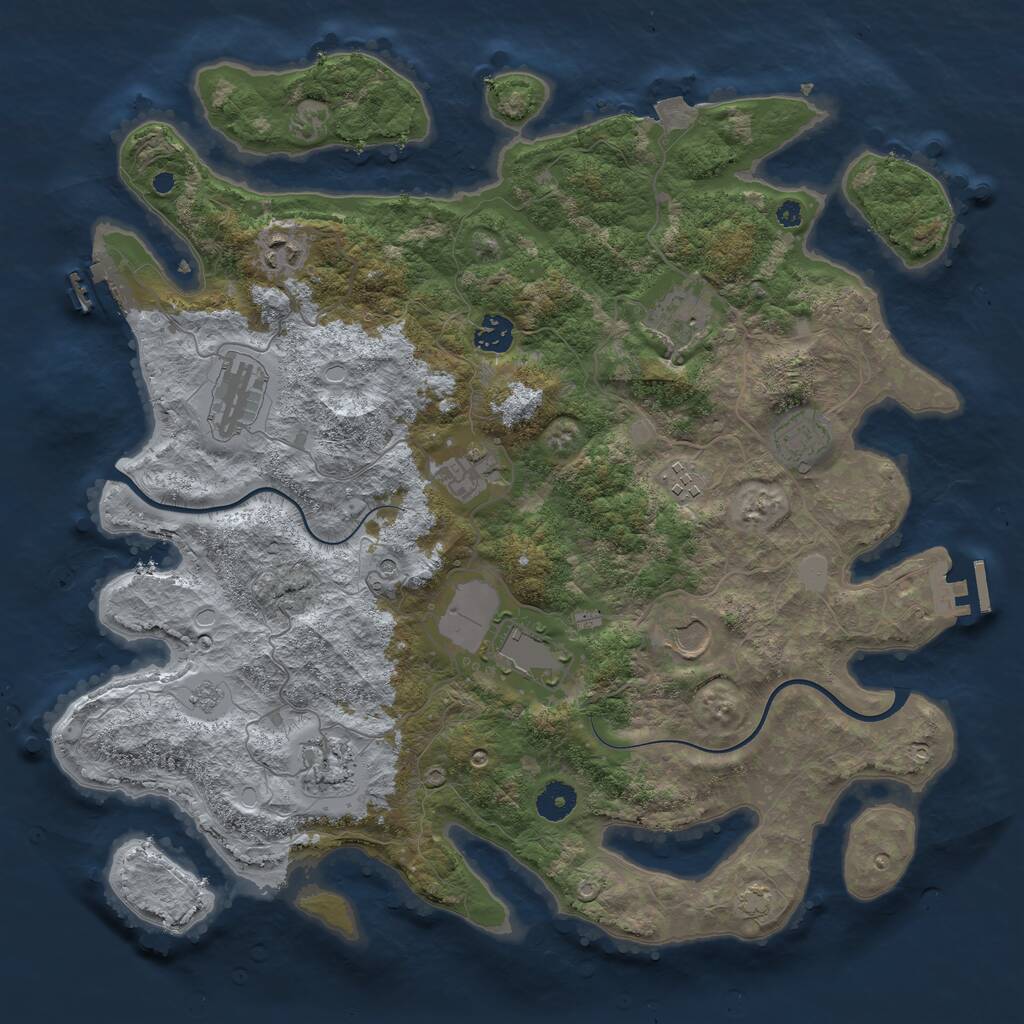 Rust Map: Procedural Map, Size: 3950, Seed: 98476331, 16 Monuments