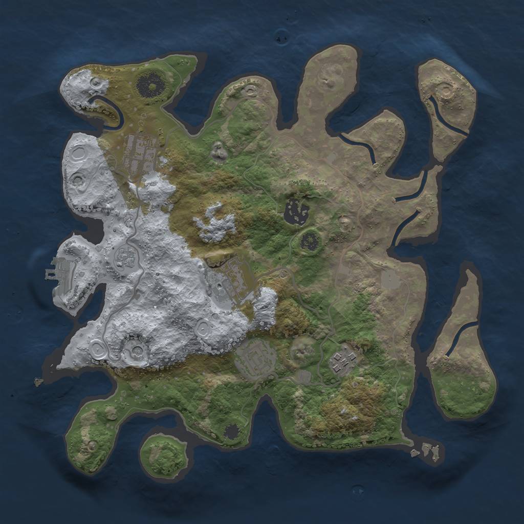 Rust Map: Procedural Map, Size: 3000, Seed: 44313, 13 Monuments