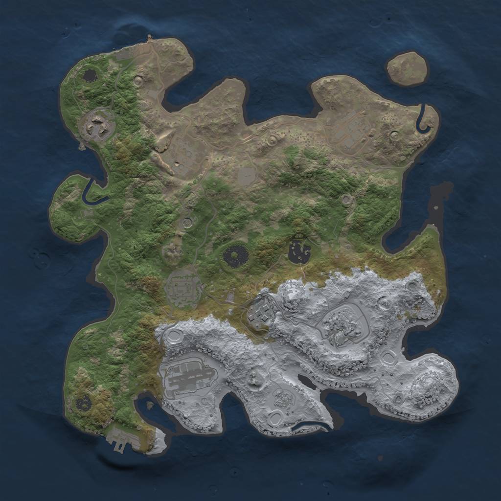 Rust Map: Procedural Map, Size: 3200, Seed: 77, 17 Monuments