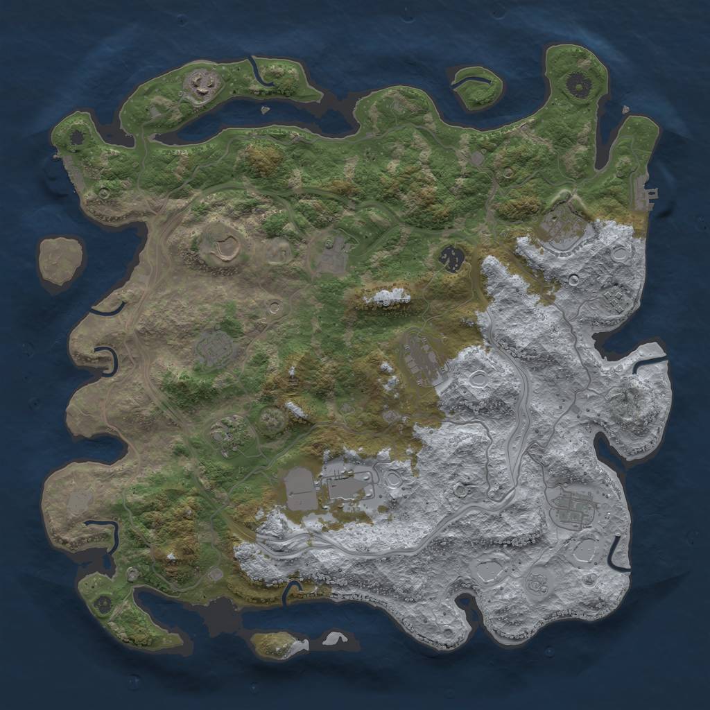 Rust Map: Procedural Map, Size: 4250, Seed: 1318906244, 20 Monuments