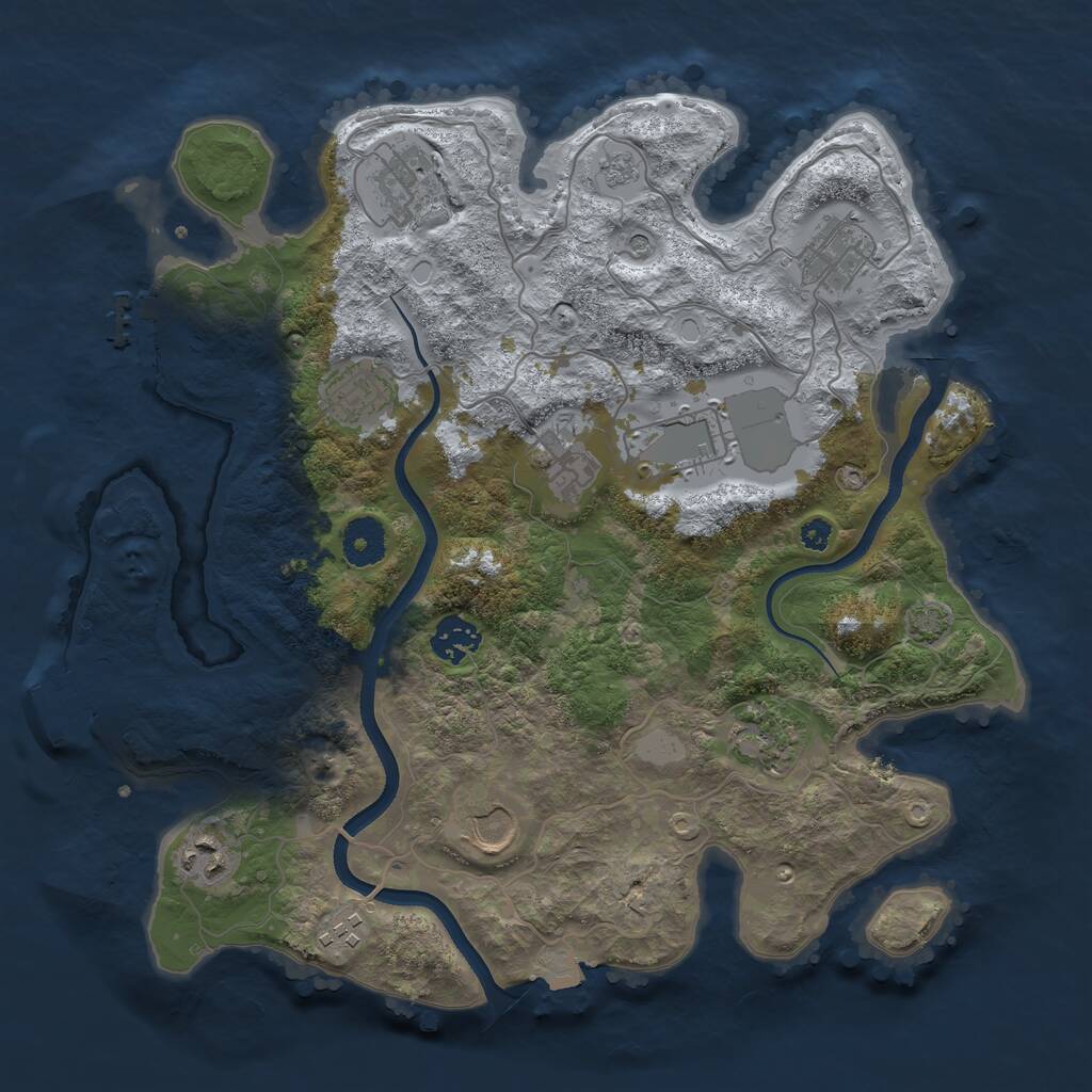Rust Map: Procedural Map, Size: 3500, Seed: 856606816, 16 Monuments