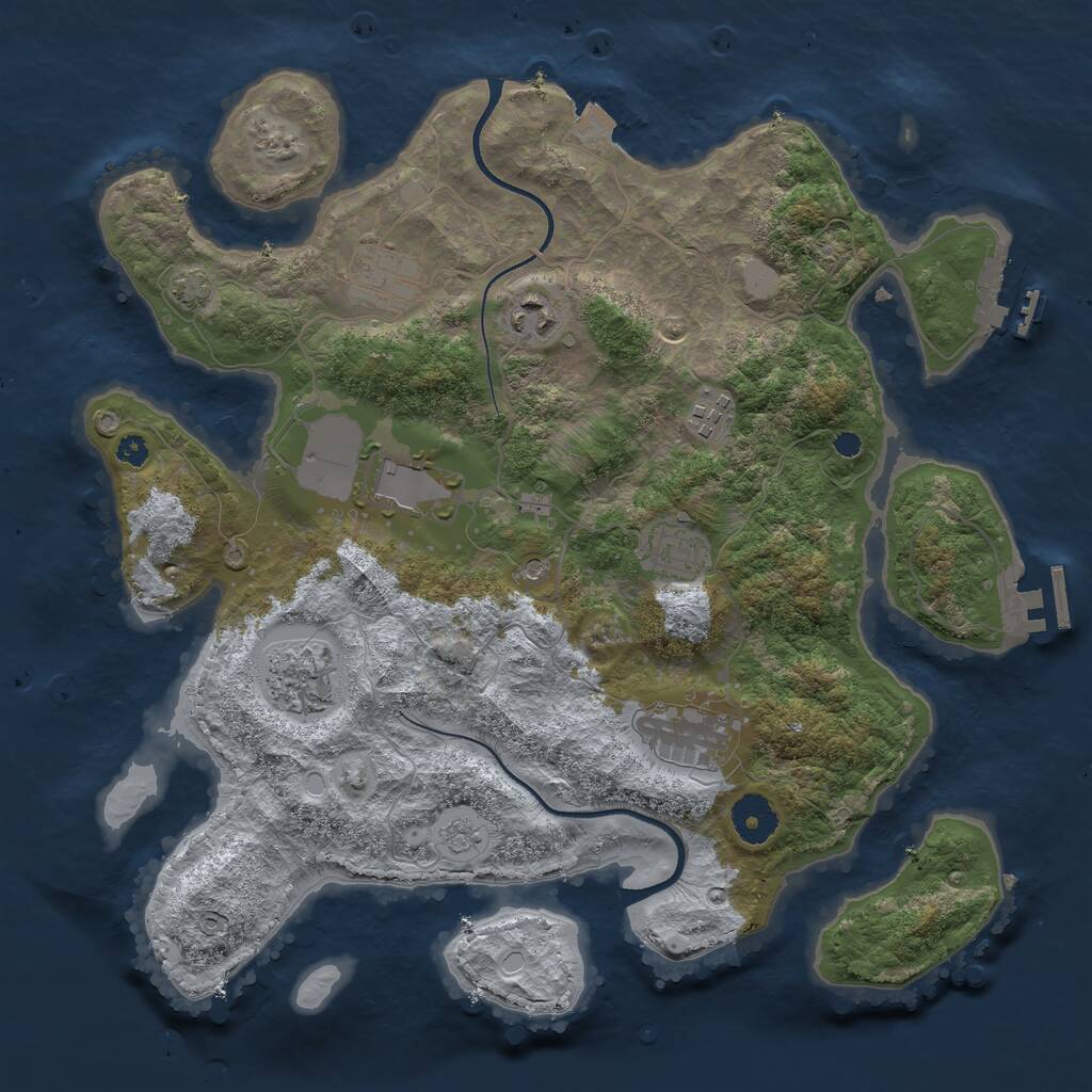 Rust Map: Procedural Map, Size: 3500, Seed: 1172448770, 13 Monuments
