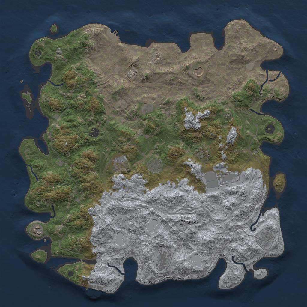Rust Map: Procedural Map, Size: 4800, Seed: 1826547406, 20 Monuments