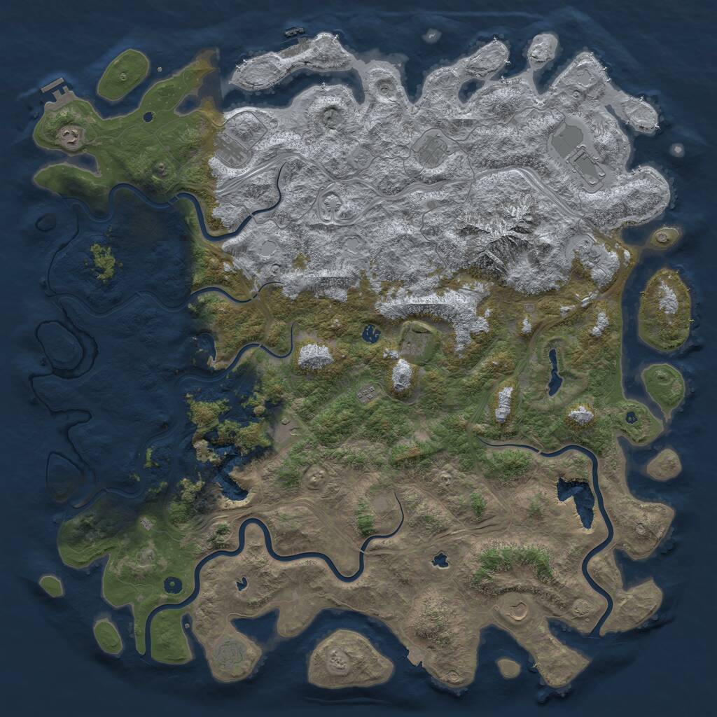Rust Map: Procedural Map, Size: 6000, Seed: 1431116114, 17 Monuments