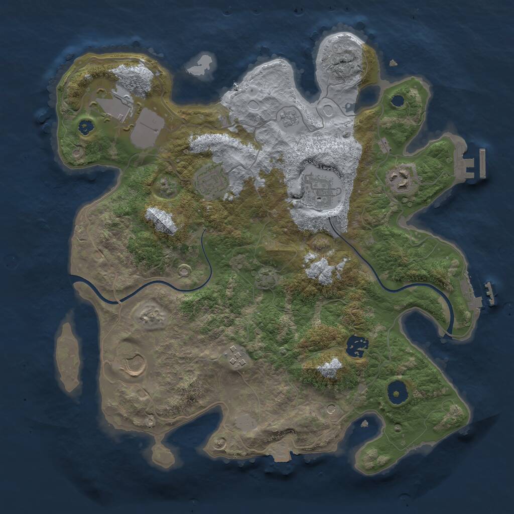 Rust Map: Procedural Map, Size: 3500, Seed: 2047000949, 13 Monuments