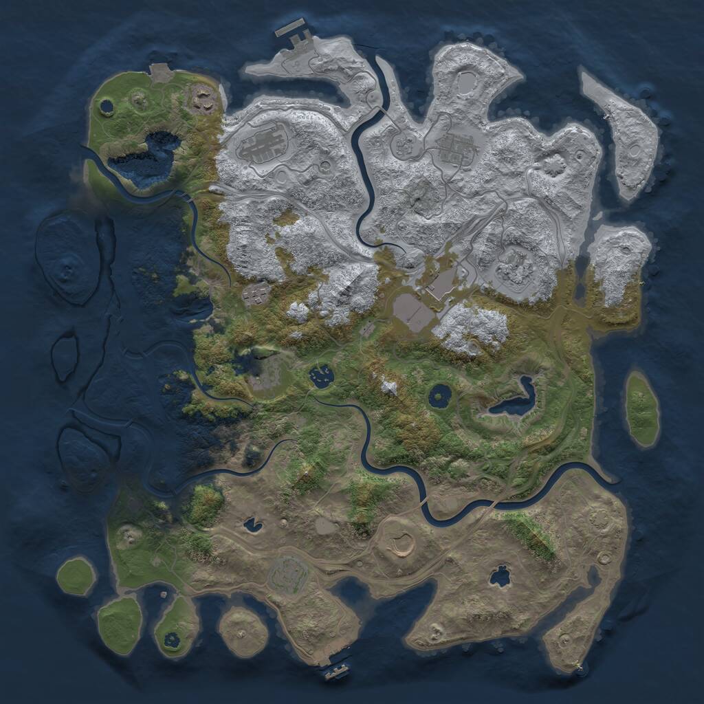Rust Map: Procedural Map, Size: 4500, Seed: 524581217, 16 Monuments