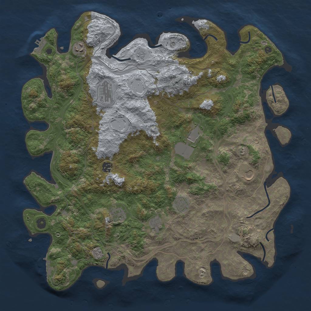 Rust Map: Procedural Map, Size: 4500, Seed: 281017567, 18 Monuments