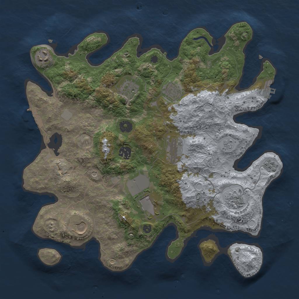 Rust Map: Procedural Map, Size: 3500, Seed: 87521692, 18 Monuments