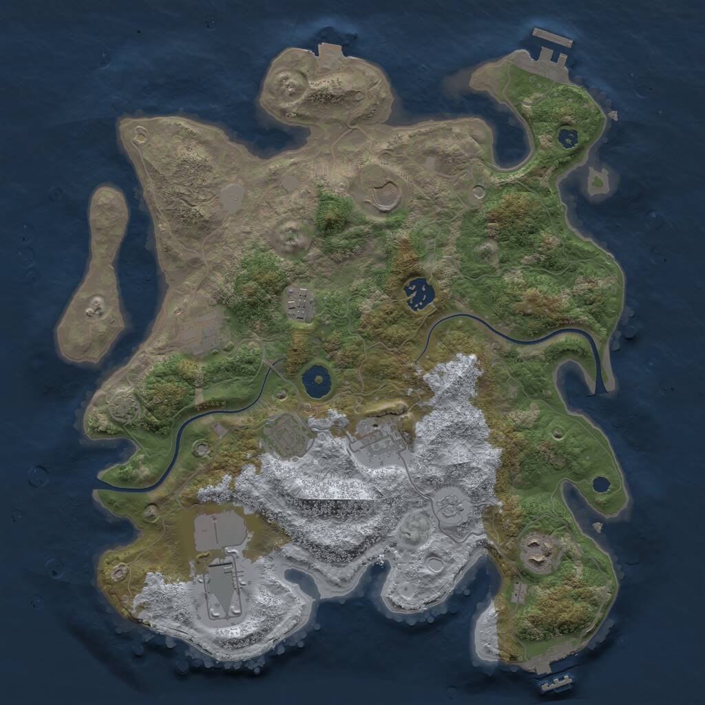 Rust Map: Procedural Map, Size: 3500, Seed: 730, 14 Monuments