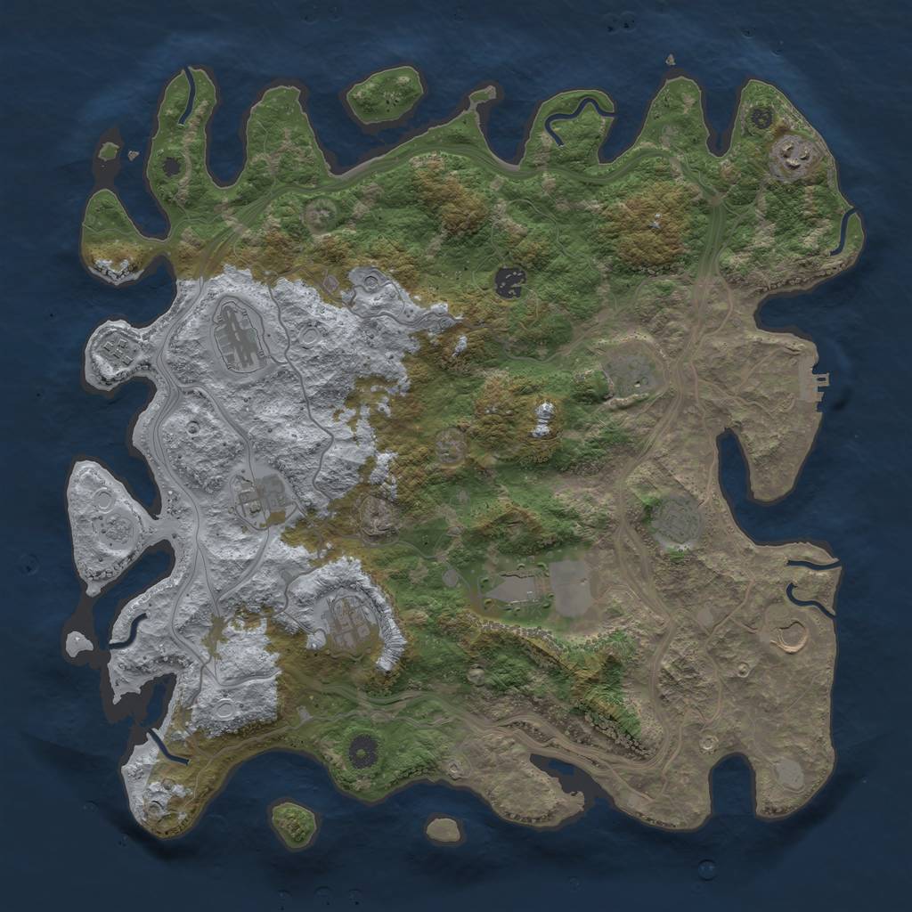 Rust Map: Procedural Map, Size: 4300, Seed: 13131313, 16 Monuments