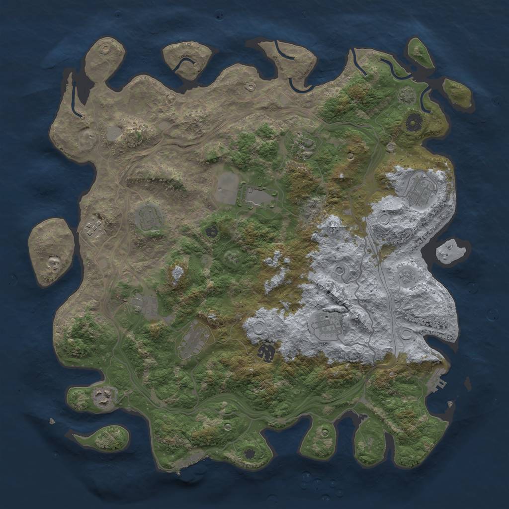 Rust Map: Procedural Map, Size: 4300, Seed: 2142821734, 18 Monuments