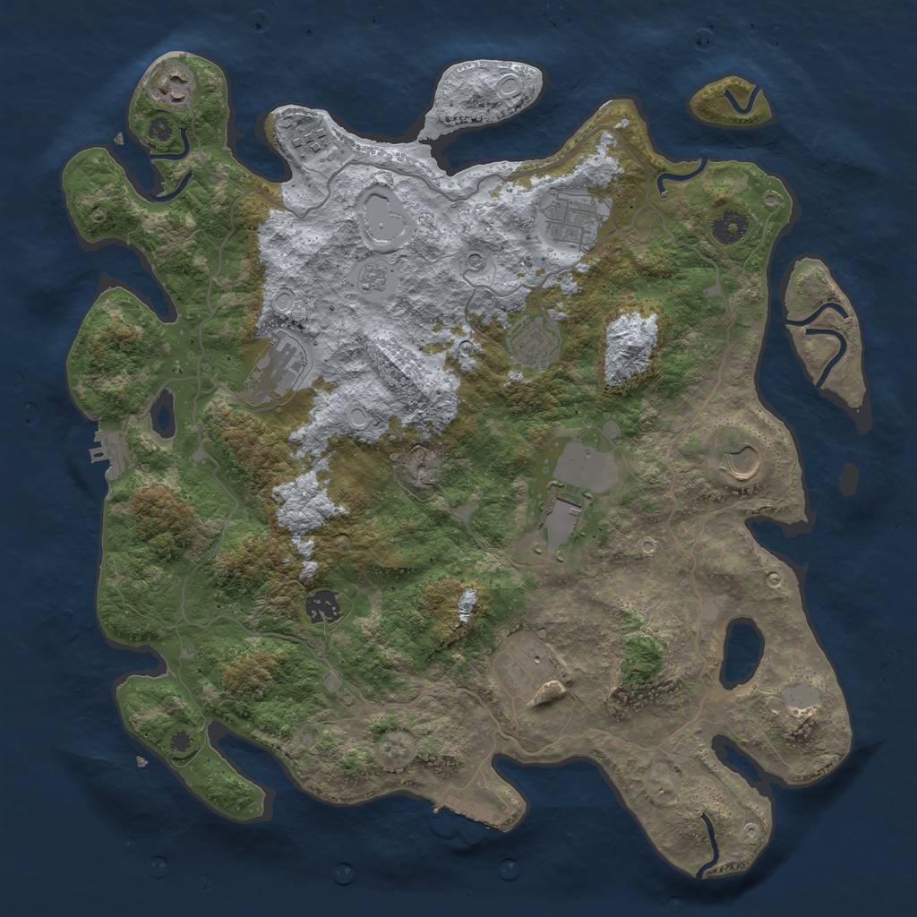 Rust Map: Procedural Map, Size: 4000, Seed: 521828659, 16 Monuments