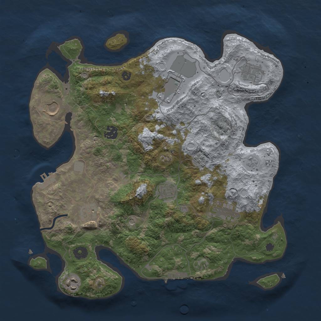 Rust Map: Procedural Map, Size: 3500, Seed: 912091, 18 Monuments