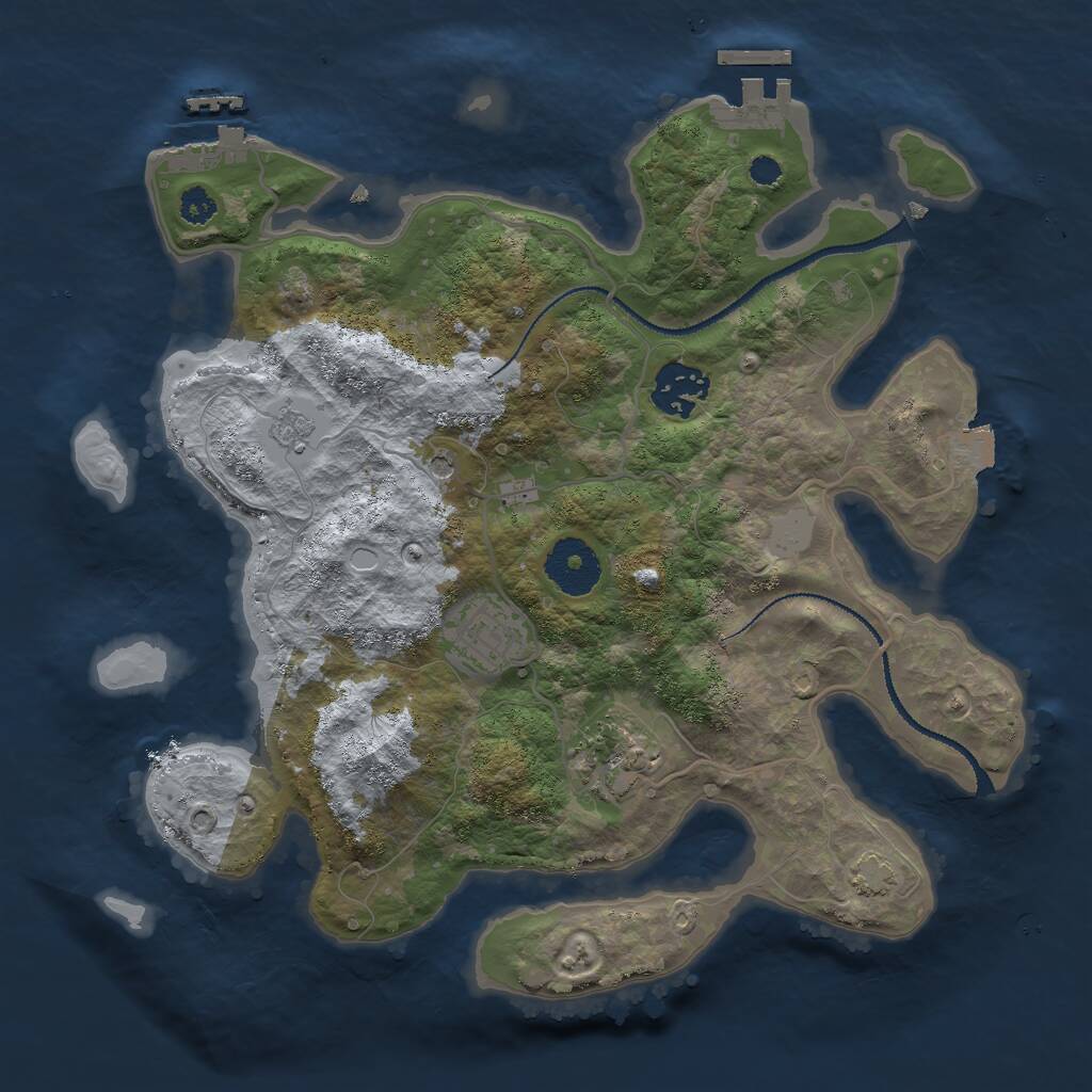 Rust Map: Procedural Map, Size: 3000, Seed: 15528, 9 Monuments