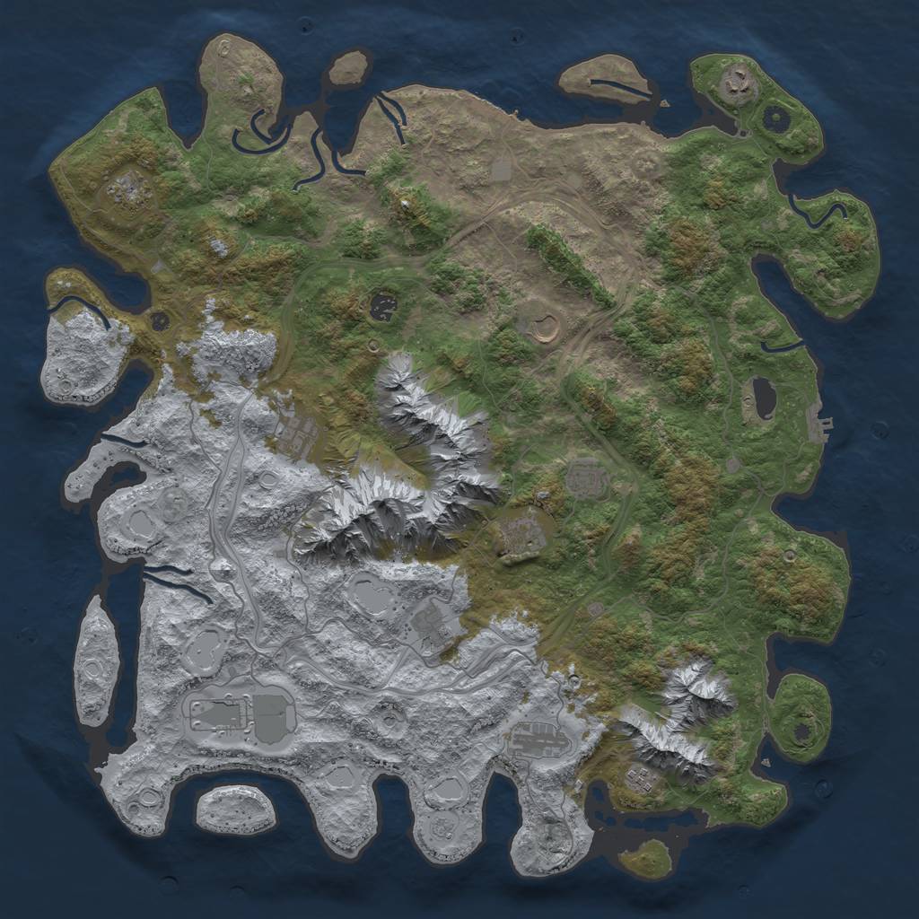 Rust Map: Procedural Map, Size: 5000, Seed: 1037621063, 18 Monuments
