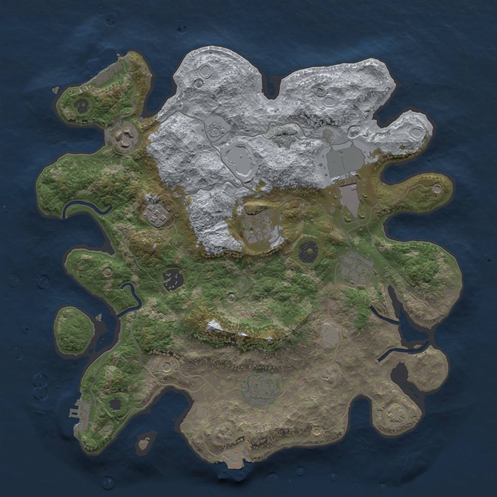 Rust Map: Procedural Map, Size: 3500, Seed: 347697643, 15 Monuments