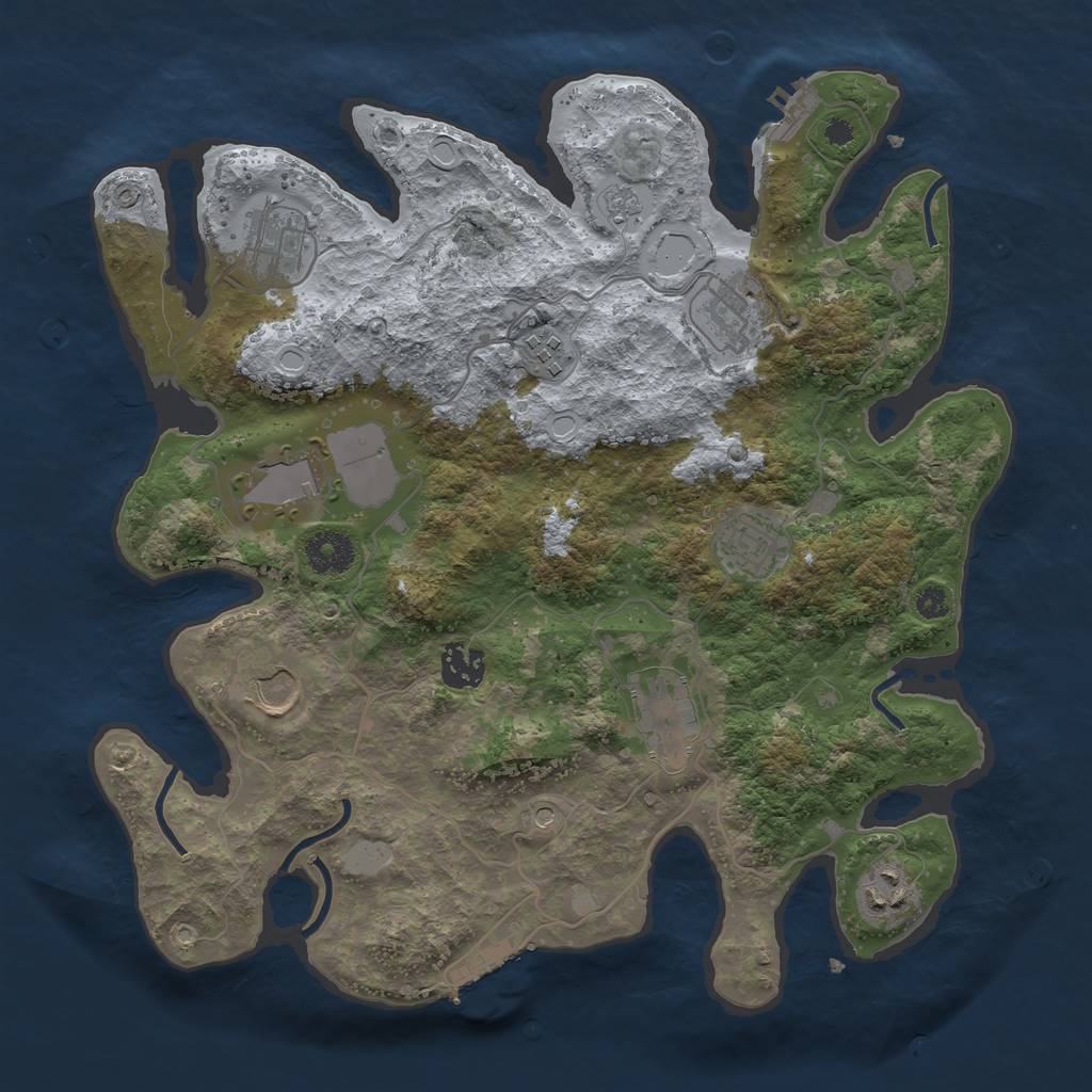 Rust Map: Procedural Map, Size: 3500, Seed: 620425781, 18 Monuments