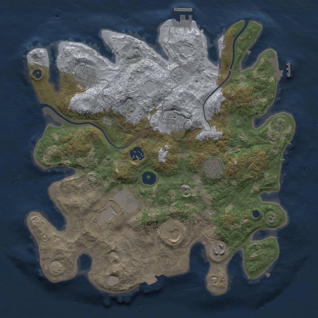 Rust Map: Procedural Map, Size: 3500, Seed: 620425781, 14 Monuments