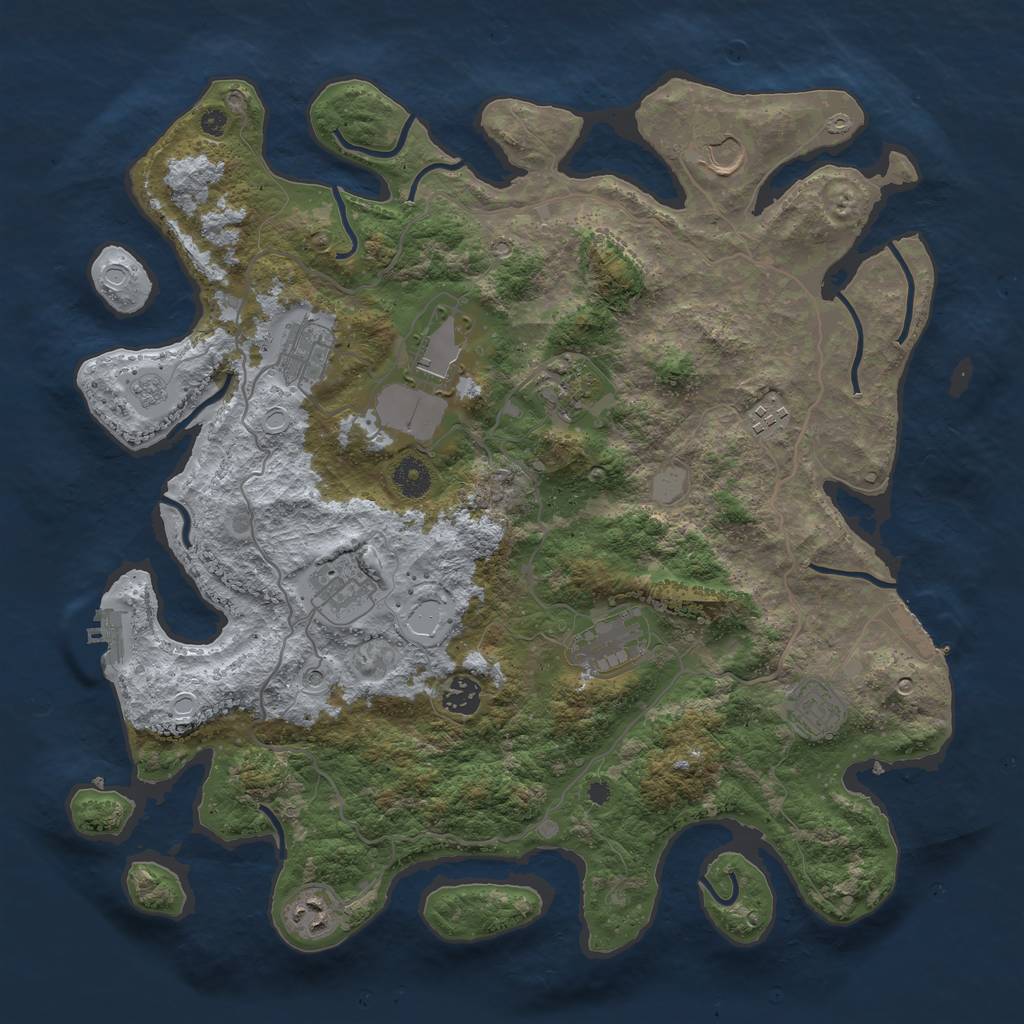 Rust Map: Procedural Map, Size: 4000, Seed: 216841, 19 Monuments