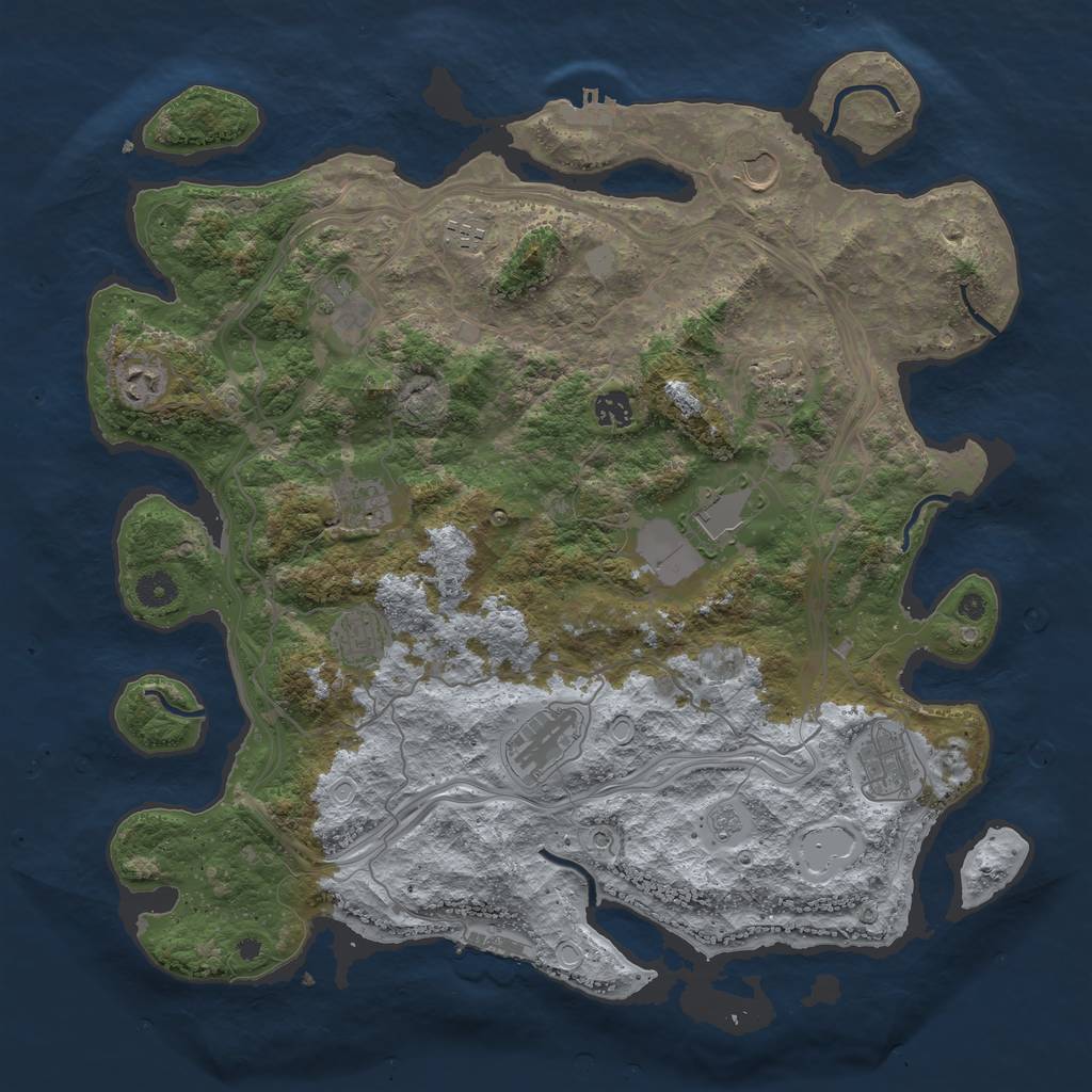 Rust Map: Procedural Map, Size: 4250, Seed: 1390781511, 20 Monuments