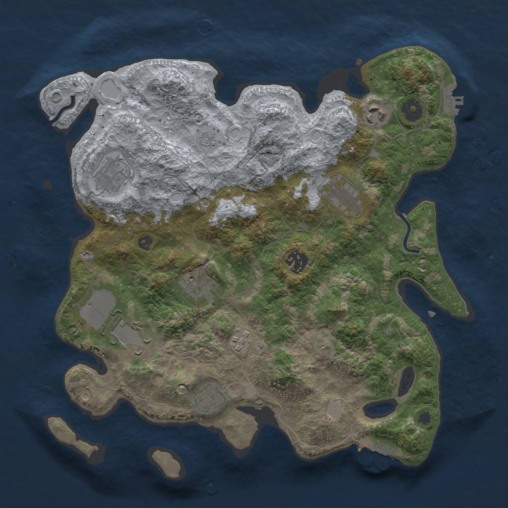 Rust Map: Procedural Map, Size: 3500, Seed: 2058310190, 17 Monuments