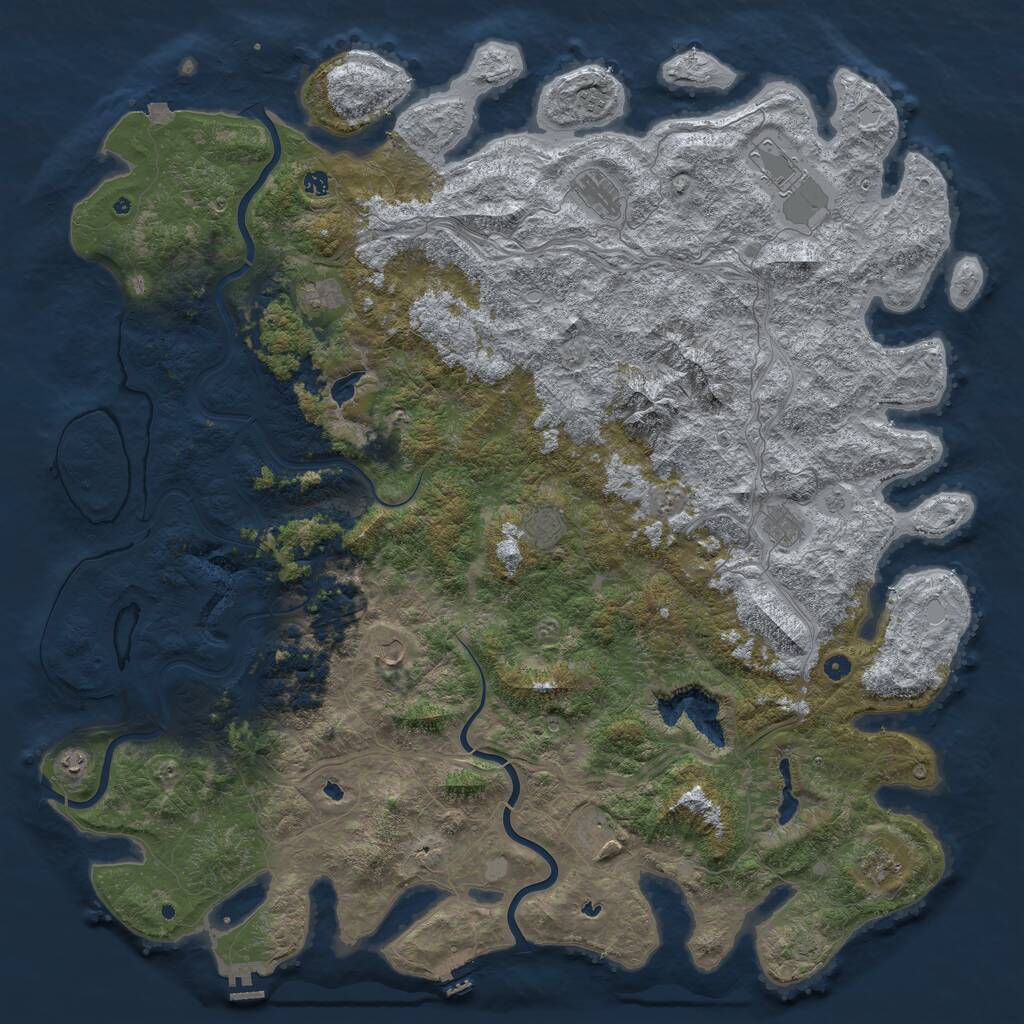 Rust Map: Procedural Map, Size: 6000, Seed: 54686771, 17 Monuments