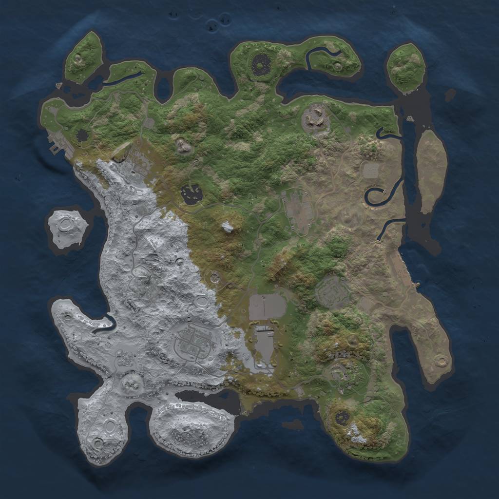 Rust Map: Procedural Map, Size: 3500, Seed: 115923, 17 Monuments