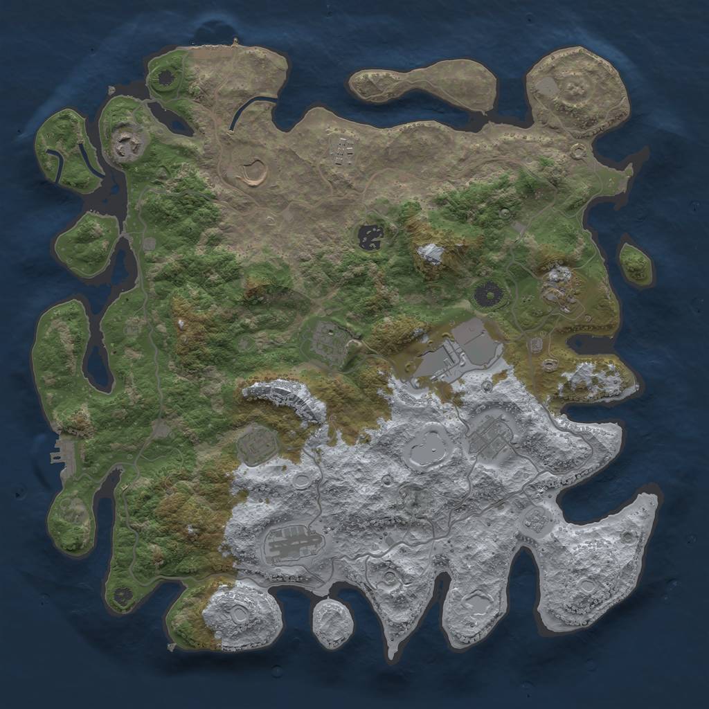Rust Map: Procedural Map, Size: 4000, Seed: 434422991, 19 Monuments