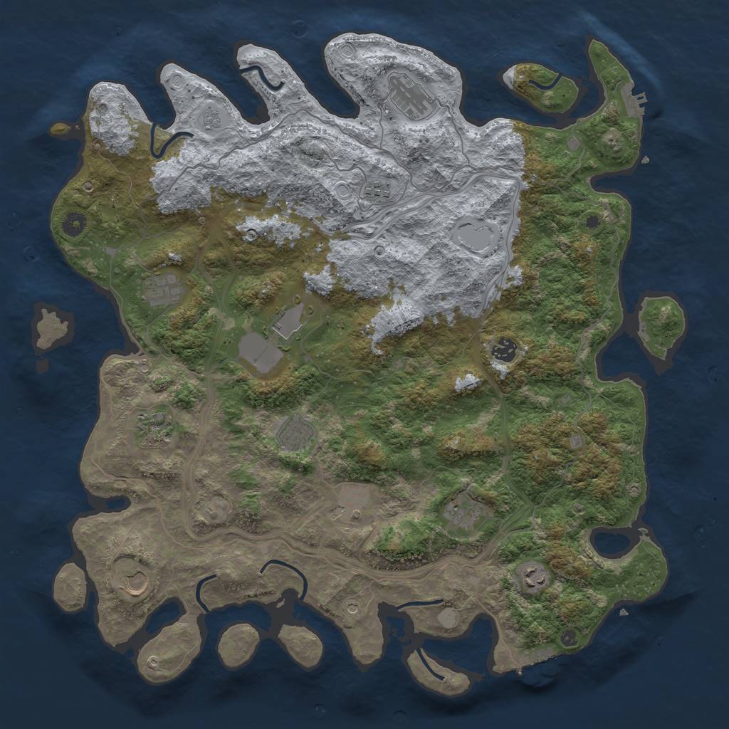 Rust Map: Procedural Map, Size: 4500, Seed: 625810900, 20 Monuments