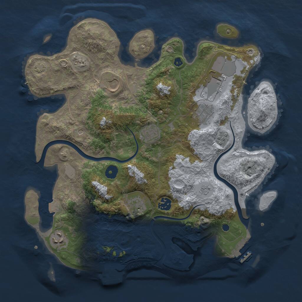 Rust Map: Procedural Map, Size: 3500, Seed: 190488, 14 Monuments