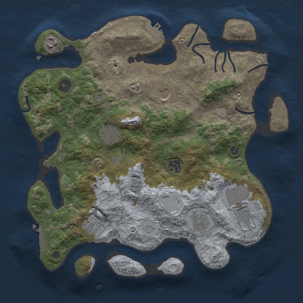Rust Map: Procedural Map, Size: 3500, Seed: 6544, 17 Monuments