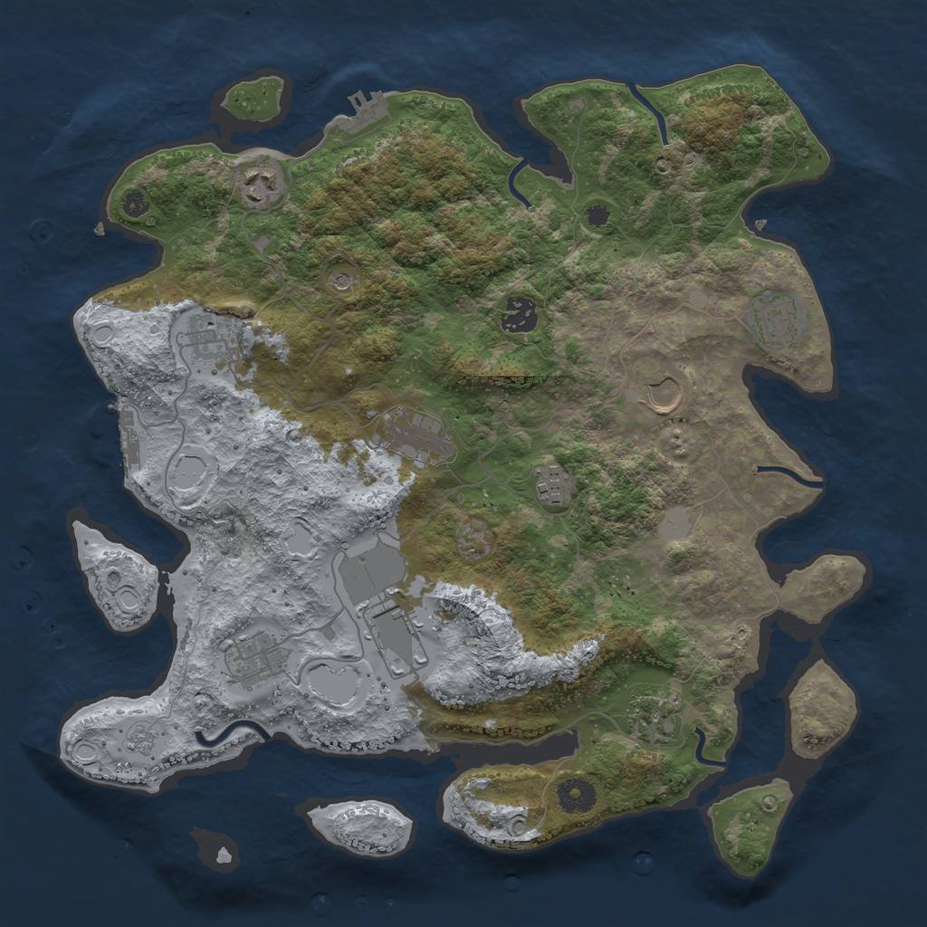 Rust Map: Procedural Map, Size: 3750, Seed: 1602507626, 17 Monuments