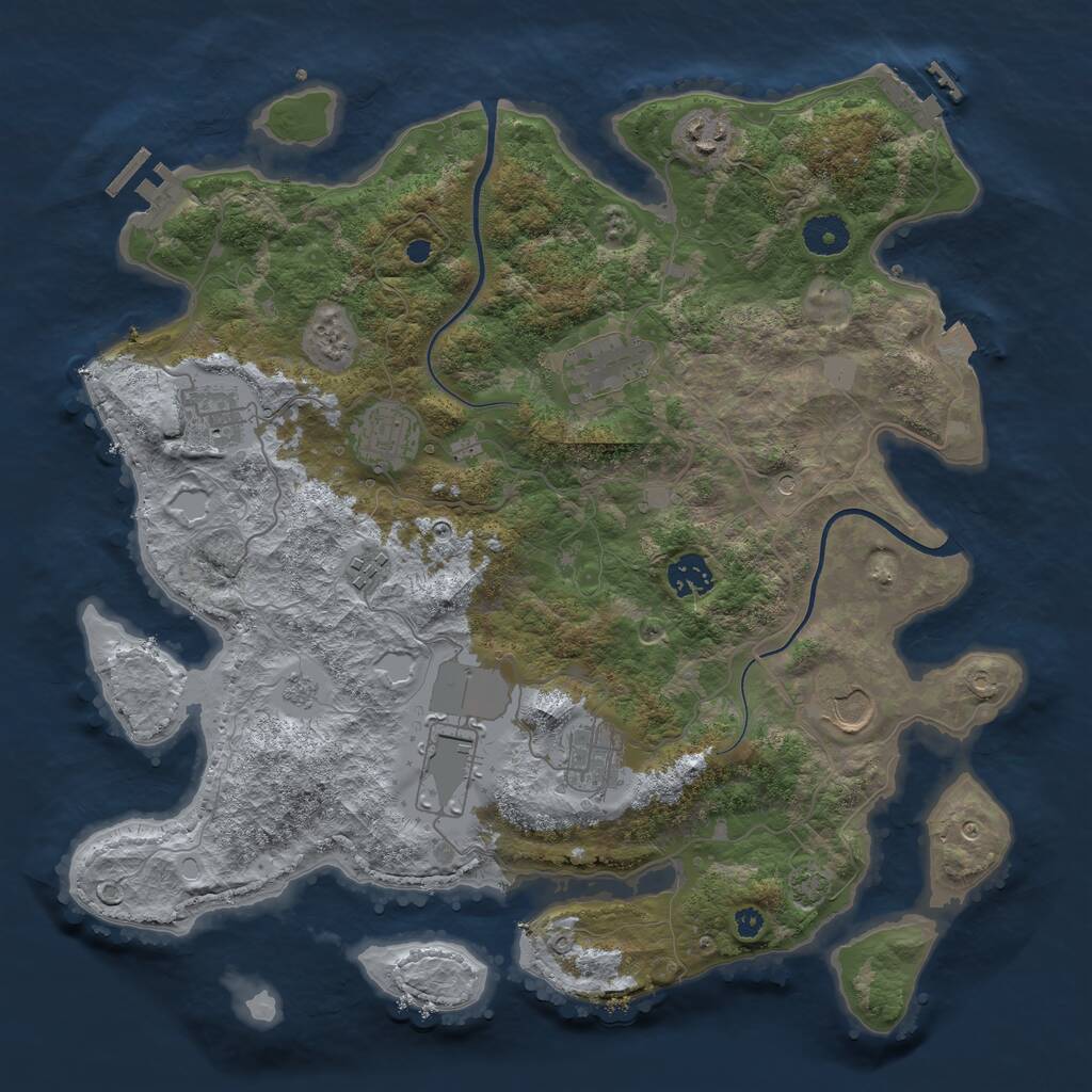 Rust Map: Procedural Map, Size: 3750, Seed: 1602507626, 15 Monuments