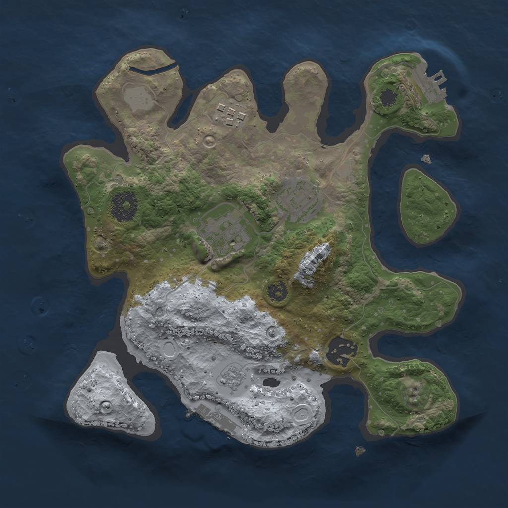 Rust Map: Procedural Map, Size: 2600, Seed: 1844572355, 12 Monuments
