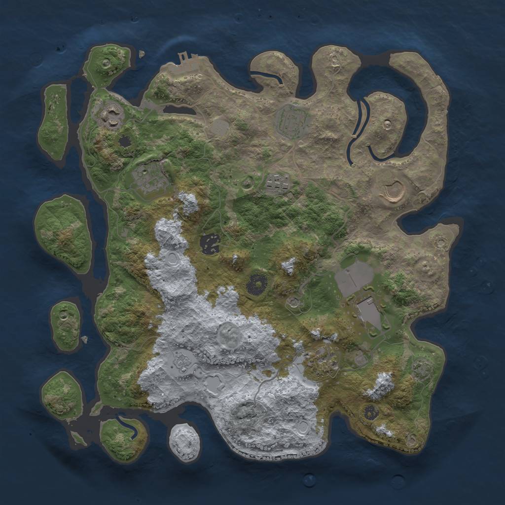 Rust Map: Procedural Map, Size: 3500, Seed: 1992834381, 15 Monuments