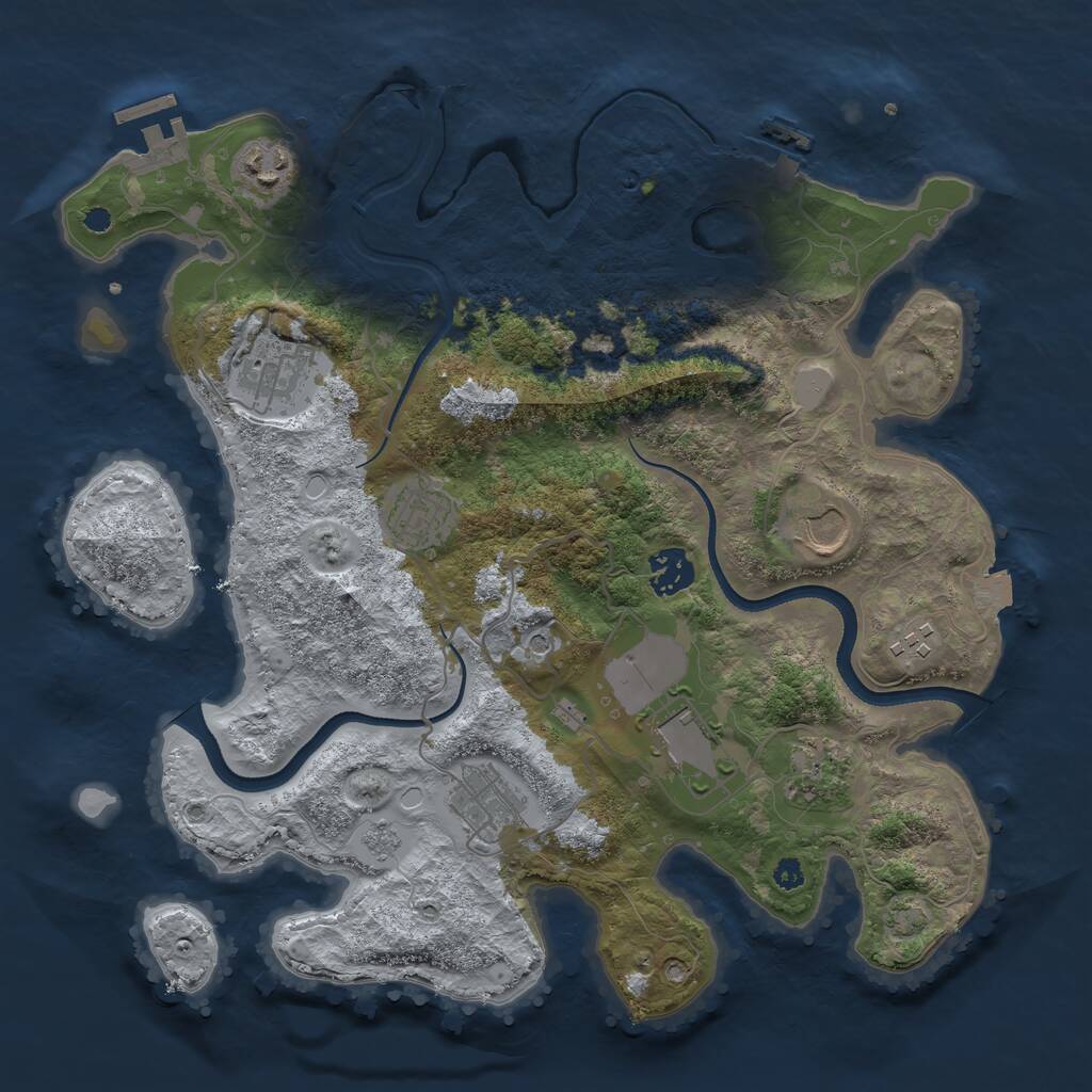 Rust Map: Procedural Map, Size: 3500, Seed: 1896619234, 15 Monuments
