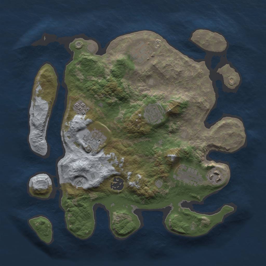 Rust Map: Barren, Size: 3000, Seed: 18653, 10 Monuments