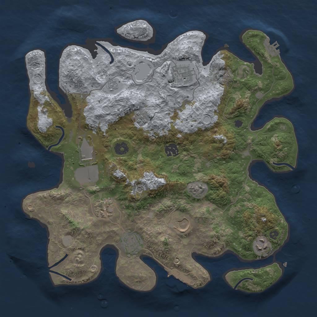 Rust Map: Procedural Map, Size: 3500, Seed: 28566, 17 Monuments