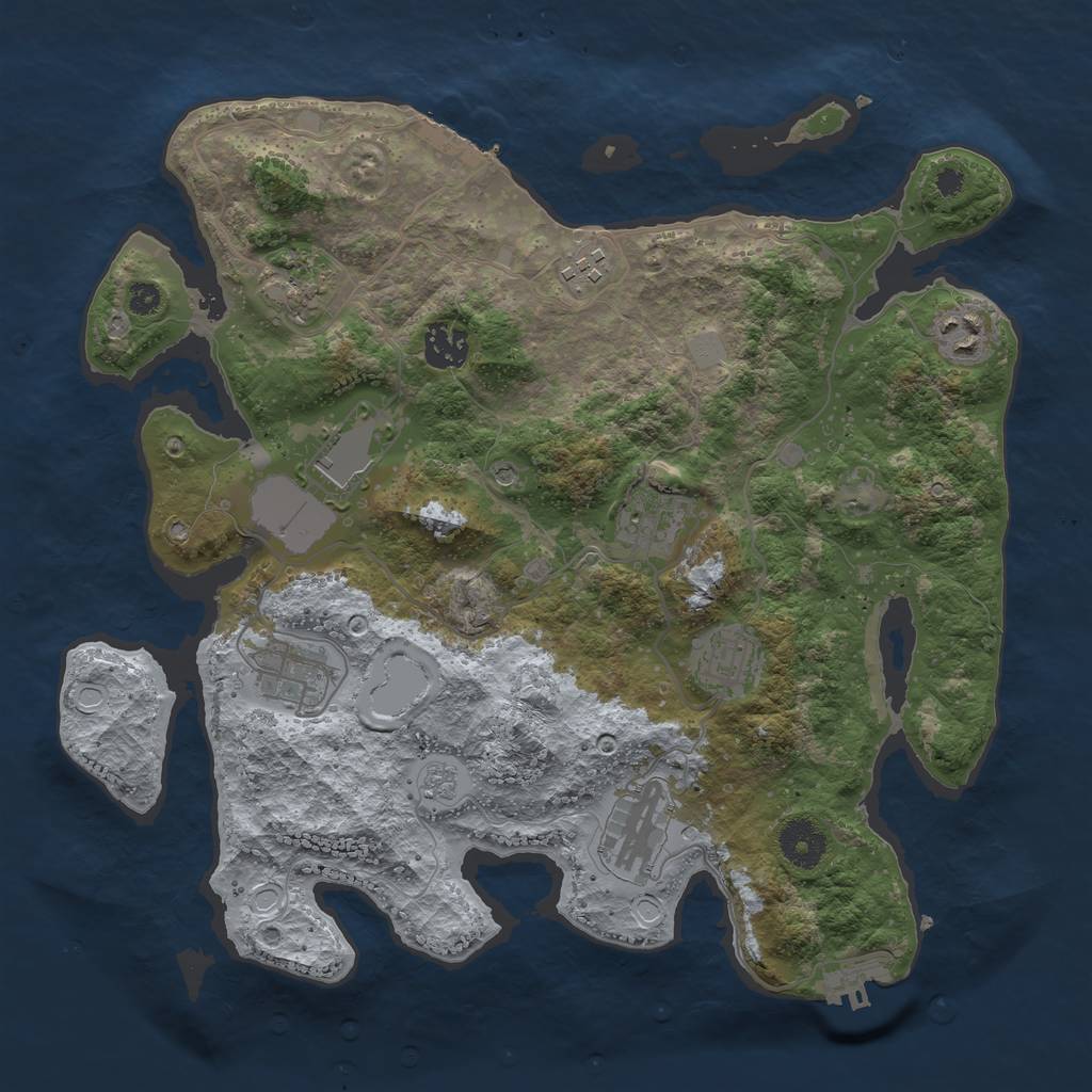 Rust Map: Procedural Map, Size: 3500, Seed: 1125, 18 Monuments