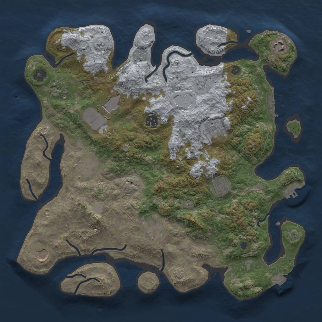 Rust Map: Procedural Map, Size: 3700, Seed: 1892490482, 18 Monuments